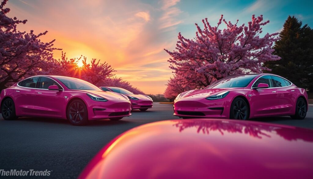 pink tesla models